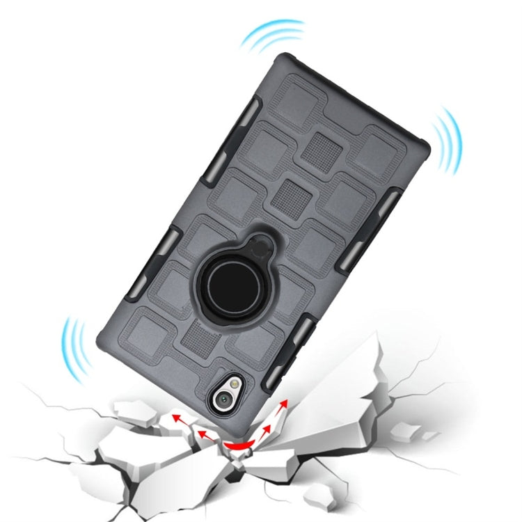 For Sony Xperia L1 3 In 1 Cube PC + TPU Protective Case with 360 Degrees Rotate Black Ring Holder