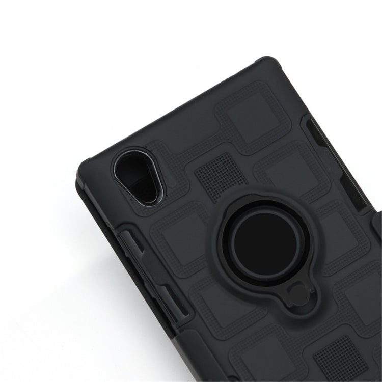 For Sony Xperia L1 3 In 1 Cube PC + TPU Protective Case with 360 Degrees Rotate Black Ring Holder