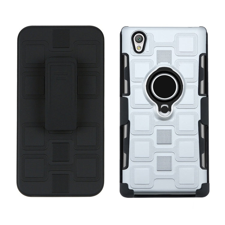 For Sony Xperia L1 3 In 1 Cube PC + TPU Protective Case with 360 Degrees Rotate Black Ring Holder