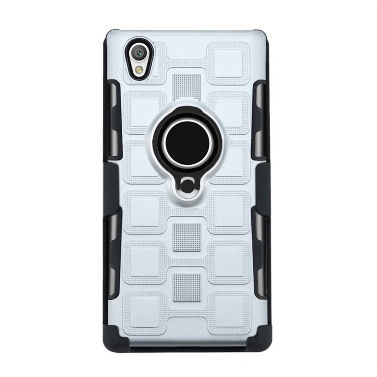 For Sony Xperia L1 3 In 1 Cube PC + TPU Protective Case with 360 Degrees Rotate Black Ring Holder