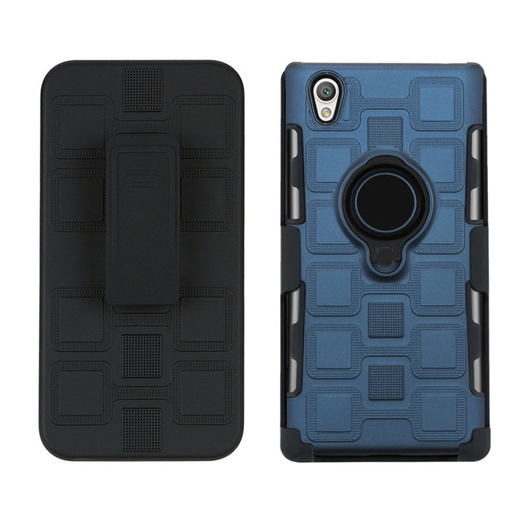 For Sony Xperia L1 3 In 1 Cube PC + TPU Protective Case with 360 Degrees Rotate Black Ring Holder
