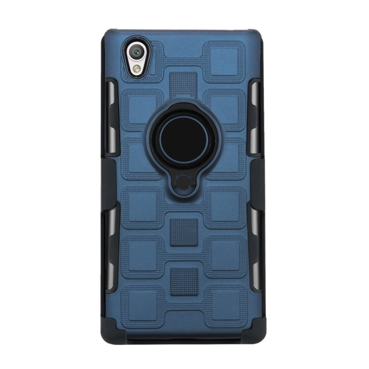 For Sony Xperia L1 3 In 1 Cube PC + TPU Protective Case with 360 Degrees Rotate Black Ring Holder