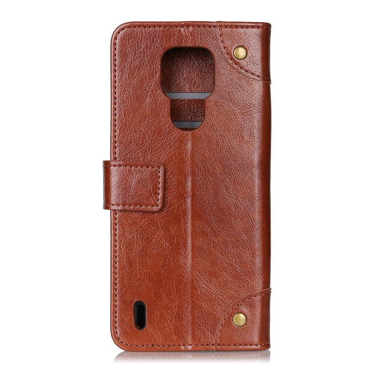 For Motorola Moto E7 Copper Buckle Nappa Texture Horizontal Flip Leather Case with Holder & Card Slots & Wallet