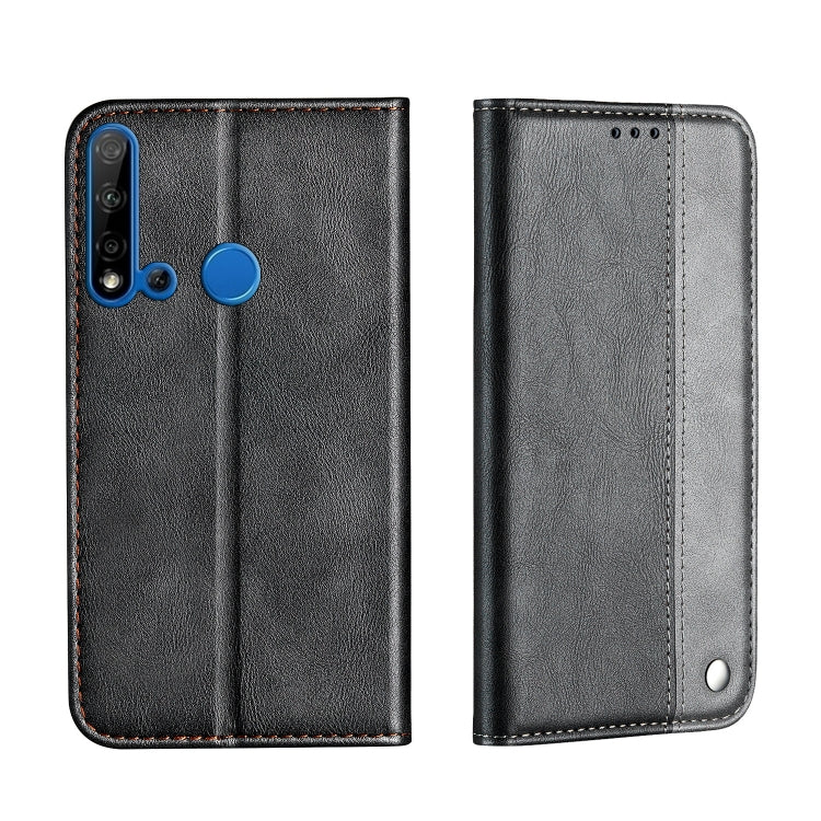 For Huawei P20 Lite 2019 Business Solid Color Stitching Horizontal Flip Leather Case, with Holder & Card Slots & Wallet & Lanyard