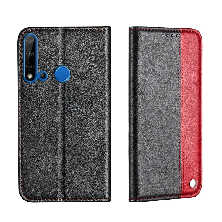 For Huawei P20 Lite 2019 Business Solid Color Stitching Horizontal Flip Leather Case, with Holder & Card Slots & Wallet & Lanyard