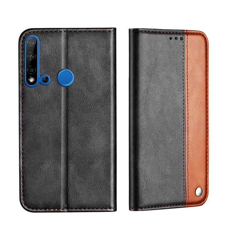 For Huawei P20 Lite 2019 Business Solid Color Stitching Horizontal Flip Leather Case, with Holder & Card Slots & Wallet & Lanyard