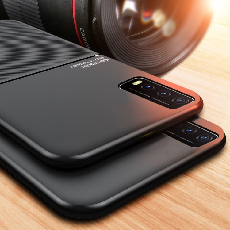For vivo Y20 Classic Tilt Strip Grain Magnetic Shockproof PC + TPU Case
