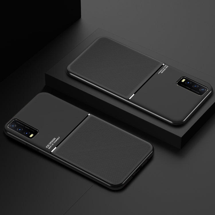 For vivo Y20 Classic Tilt Strip Grain Magnetic Shockproof PC + TPU Case