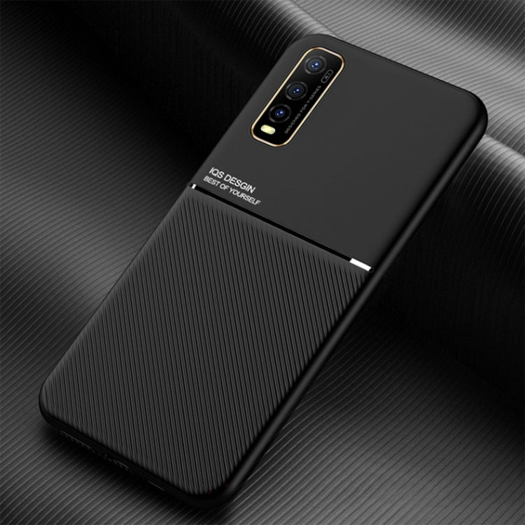 For vivo Y70s Classic Tilt Strip Grain Magnetic Shockproof PC + TPU Case