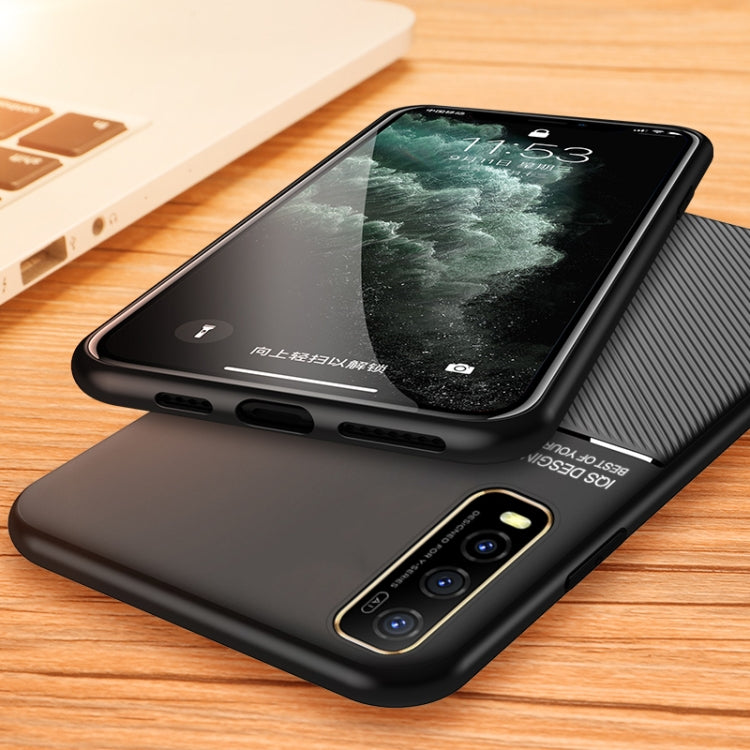 For vivo Y70s Classic Tilt Strip Grain Magnetic Shockproof PC + TPU Case