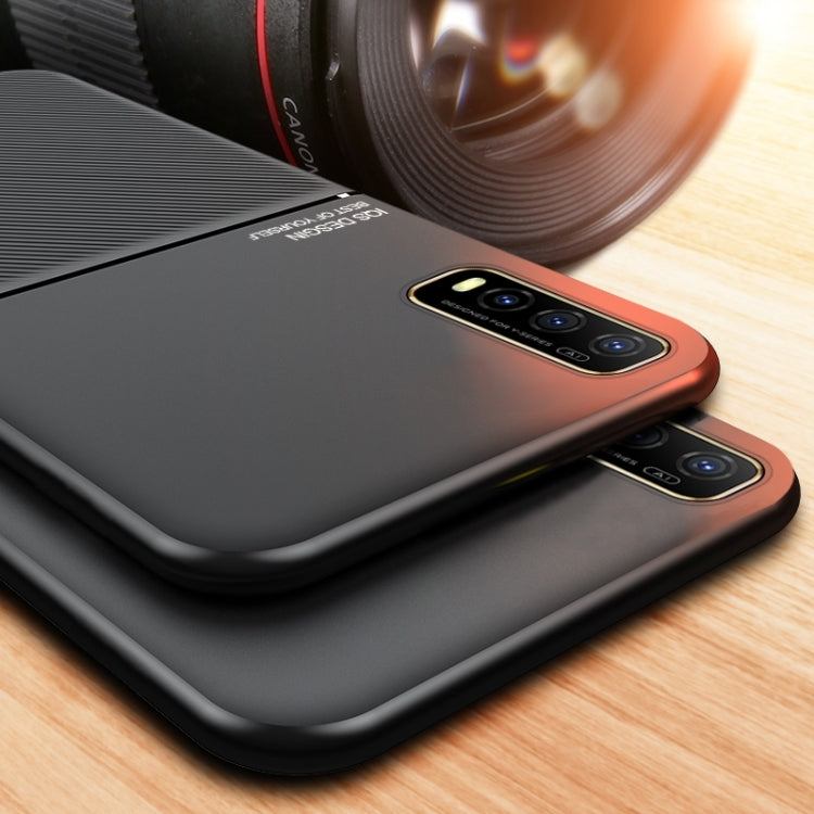 For vivo Y70s Classic Tilt Strip Grain Magnetic Shockproof PC + TPU Case