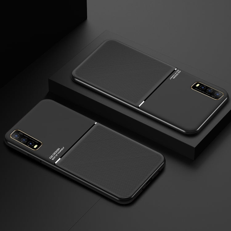 For vivo Y70s Classic Tilt Strip Grain Magnetic Shockproof PC + TPU Case
