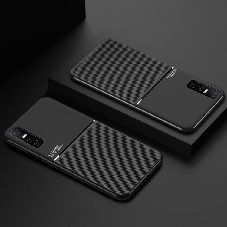 For vivo Y73s Classic Tilt Strip Grain Magnetic Shockproof PC + TPU Case