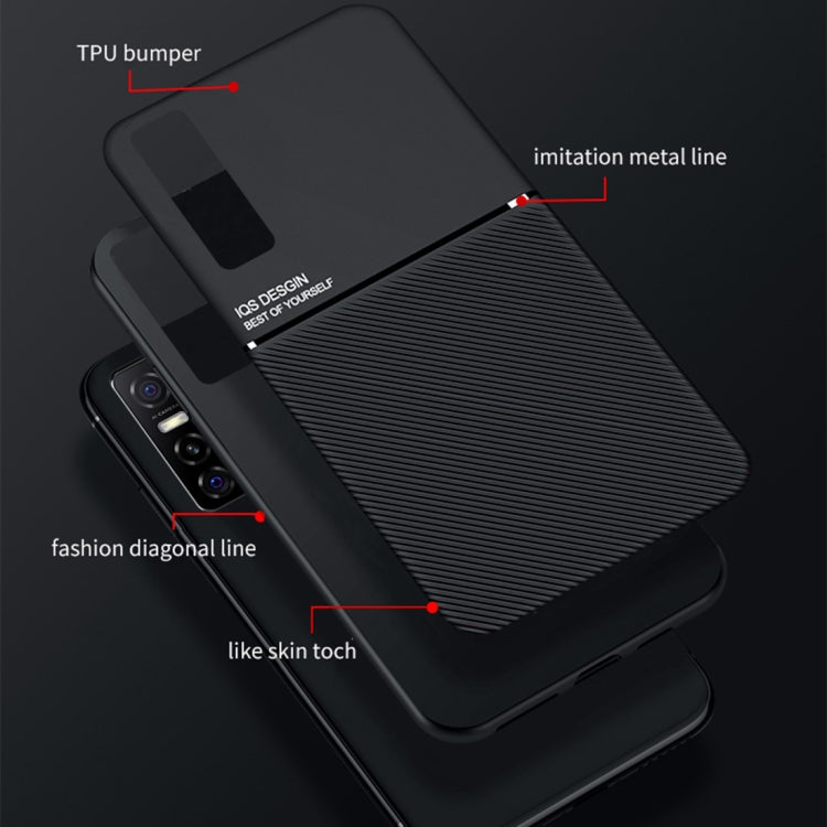 For vivo Y73s Classic Tilt Strip Grain Magnetic Shockproof PC + TPU Case