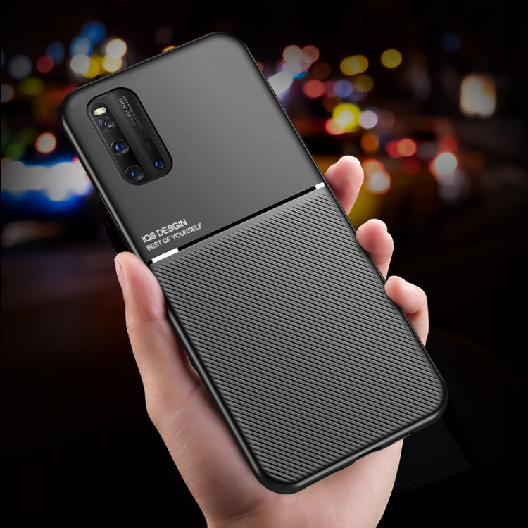 For vivo iQOO 3 Classic Tilt Strip Grain Magnetic Shockproof PC + TPU Case