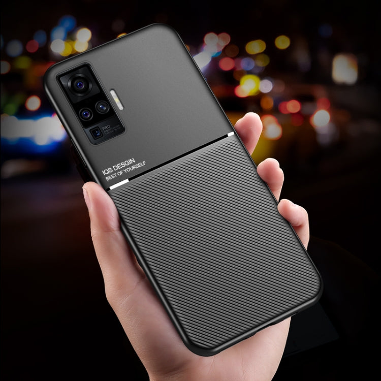 For vivo X50 Classic Tilt Strip Grain Magnetic Shockproof PC + TPU Case