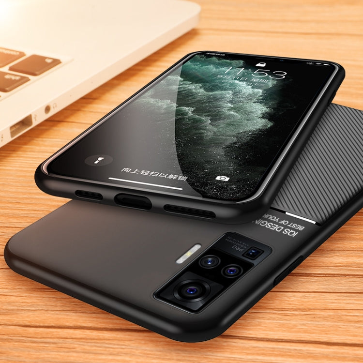 For vivo X50 Classic Tilt Strip Grain Magnetic Shockproof PC + TPU Case