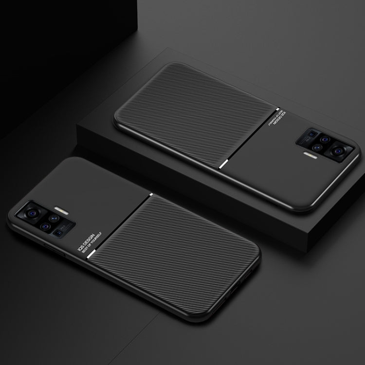For vivo X50 Classic Tilt Strip Grain Magnetic Shockproof PC + TPU Case