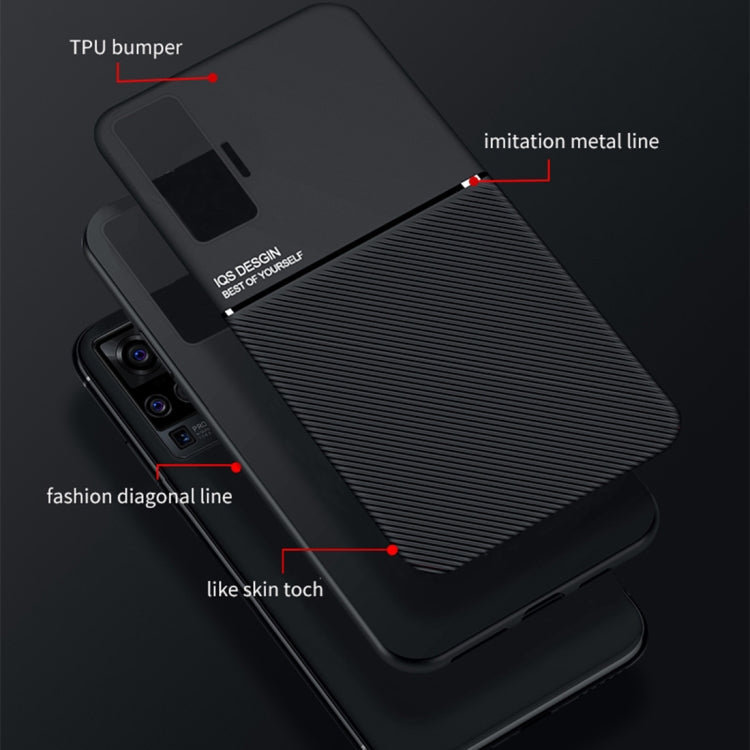 For vivo X50 Classic Tilt Strip Grain Magnetic Shockproof PC + TPU Case
