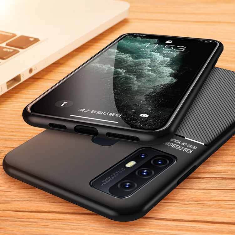 For vivo S6 Classic Tilt Strip Grain Magnetic Shockproof PC + TPU Case