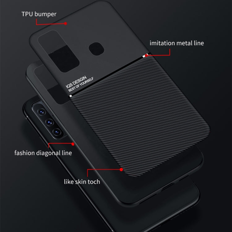 For vivo S6 Classic Tilt Strip Grain Magnetic Shockproof PC + TPU Case