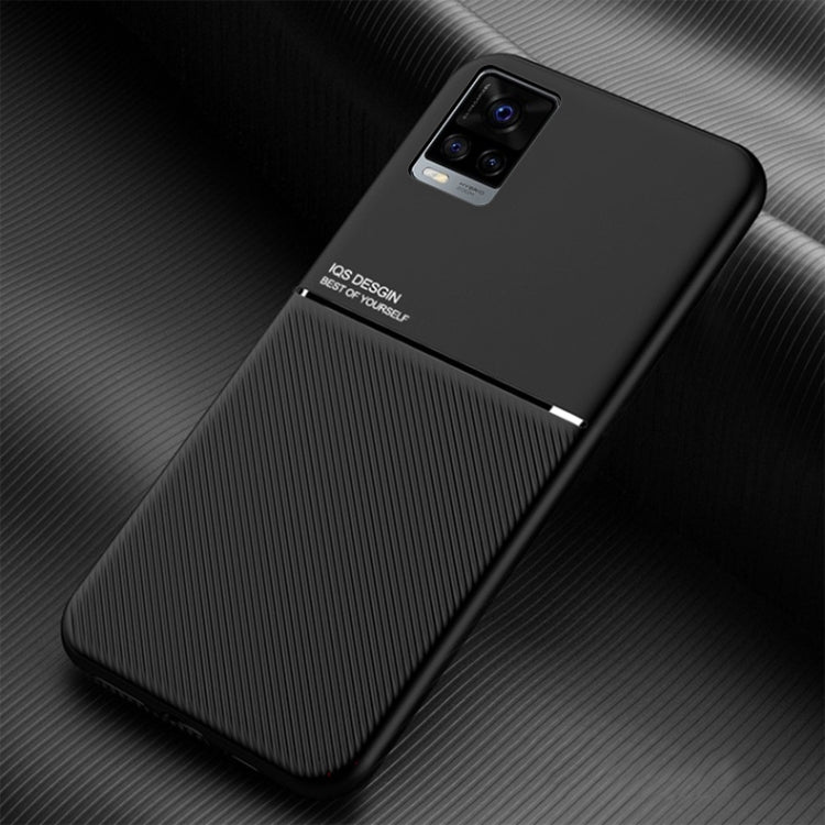 For vivo V20 Classic Tilt Strip Grain Magnetic Shockproof PC + TPU Case