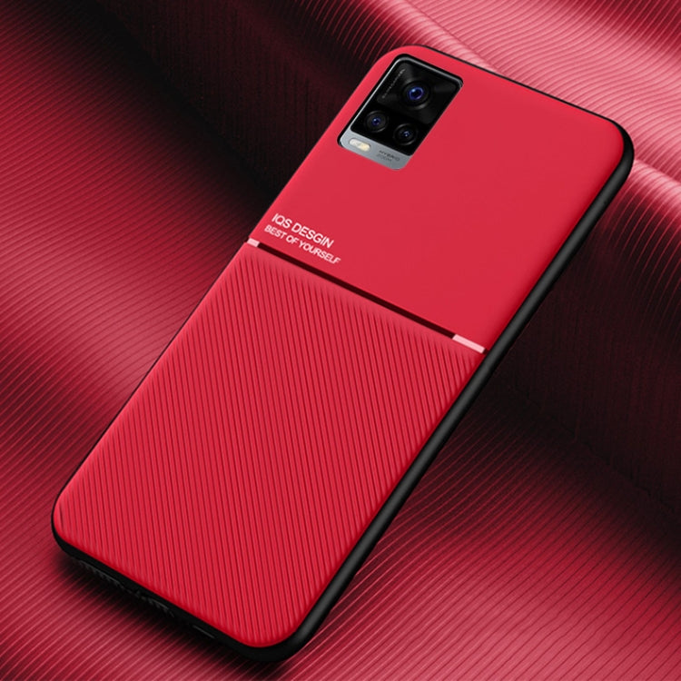 For vivo V20 Classic Tilt Strip Grain Magnetic Shockproof PC + TPU Case