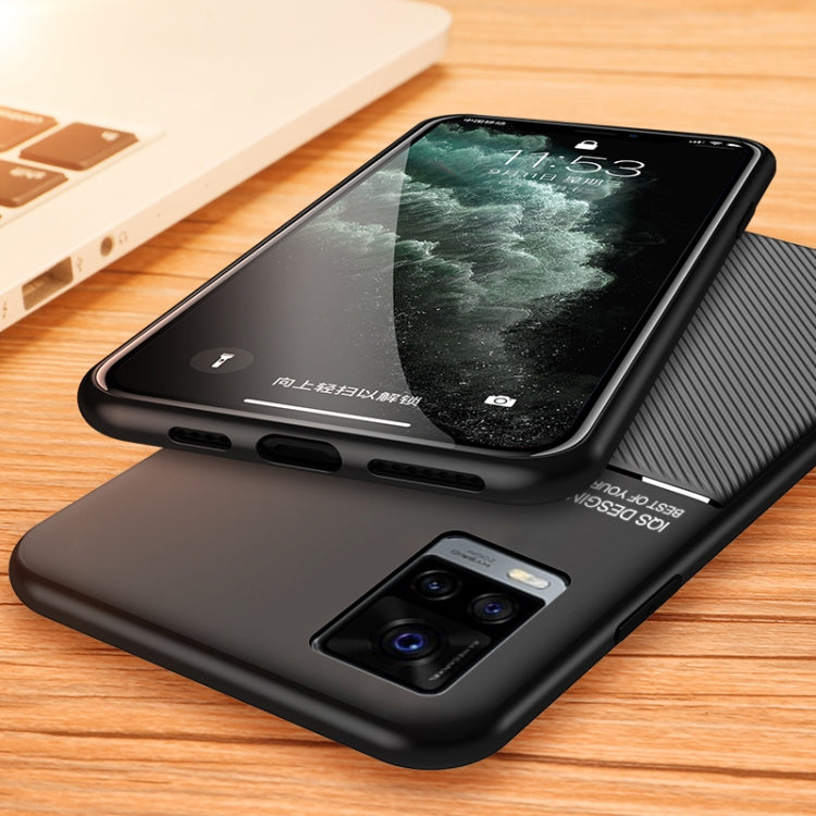 For vivo V20 Classic Tilt Strip Grain Magnetic Shockproof PC + TPU Case
