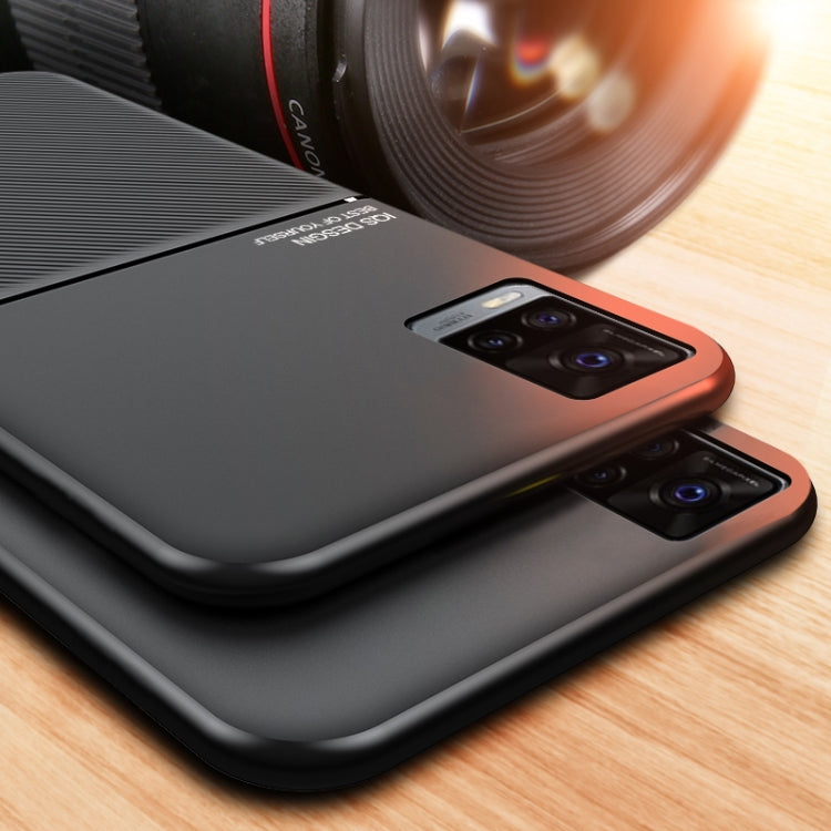 For vivo V20 Classic Tilt Strip Grain Magnetic Shockproof PC + TPU Case