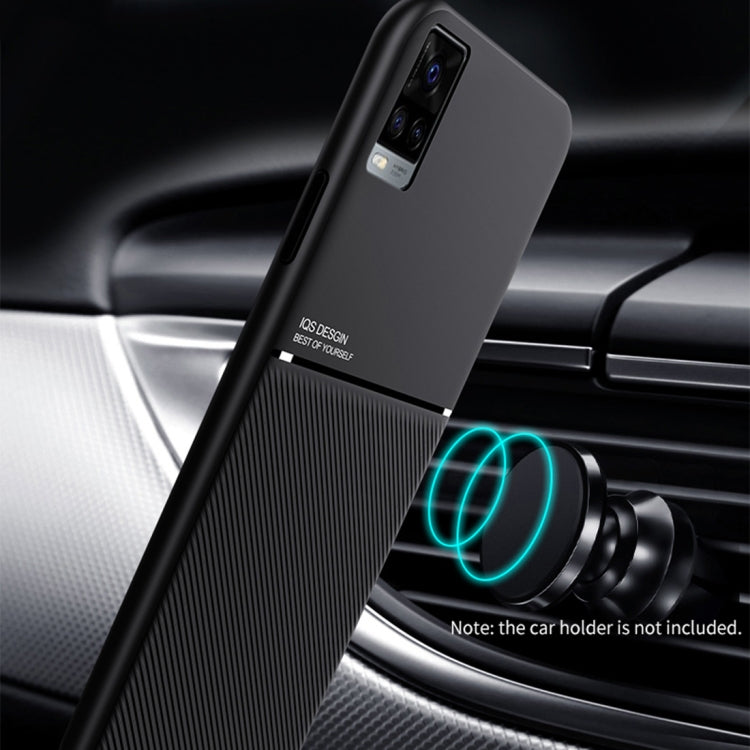 For vivo V20 Classic Tilt Strip Grain Magnetic Shockproof PC + TPU Case