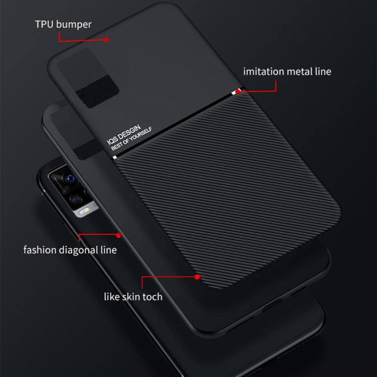 For vivo V20 Classic Tilt Strip Grain Magnetic Shockproof PC + TPU Case