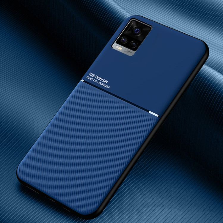 For vivo V20 Classic Tilt Strip Grain Magnetic Shockproof PC + TPU Case