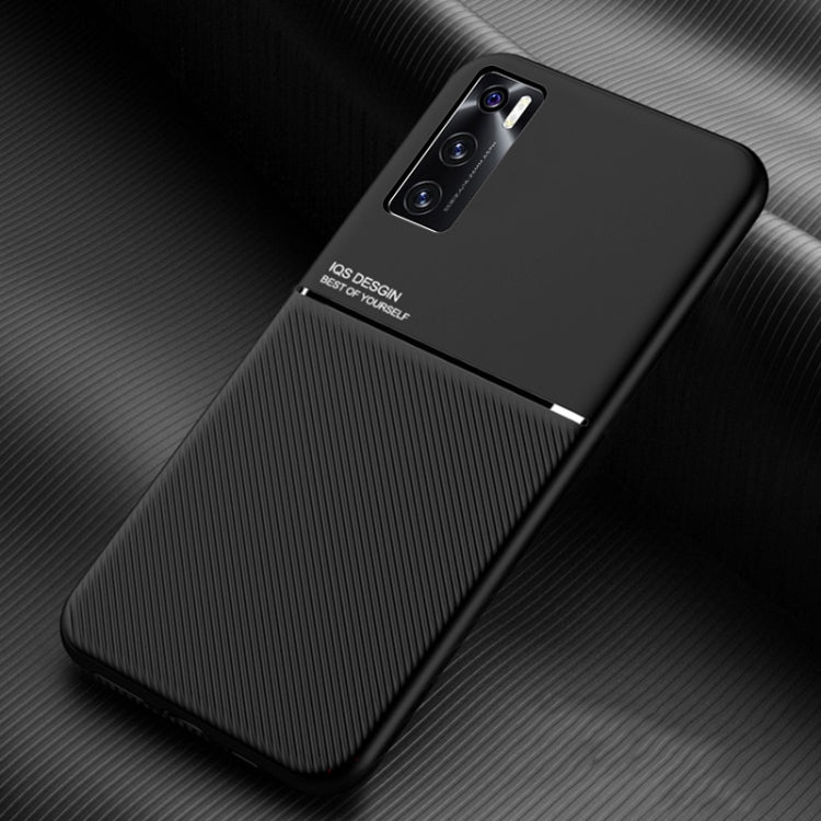 For vivo V20 SE Classic Tilt Strip Grain Magnetic Shockproof PC + TPU Case