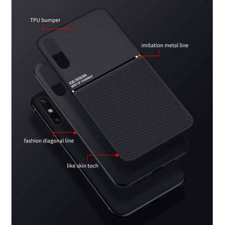 For Huawei Enjoy 10e Classic Tilt Strip Grain Magnetic Shockproof PC + TPU Case