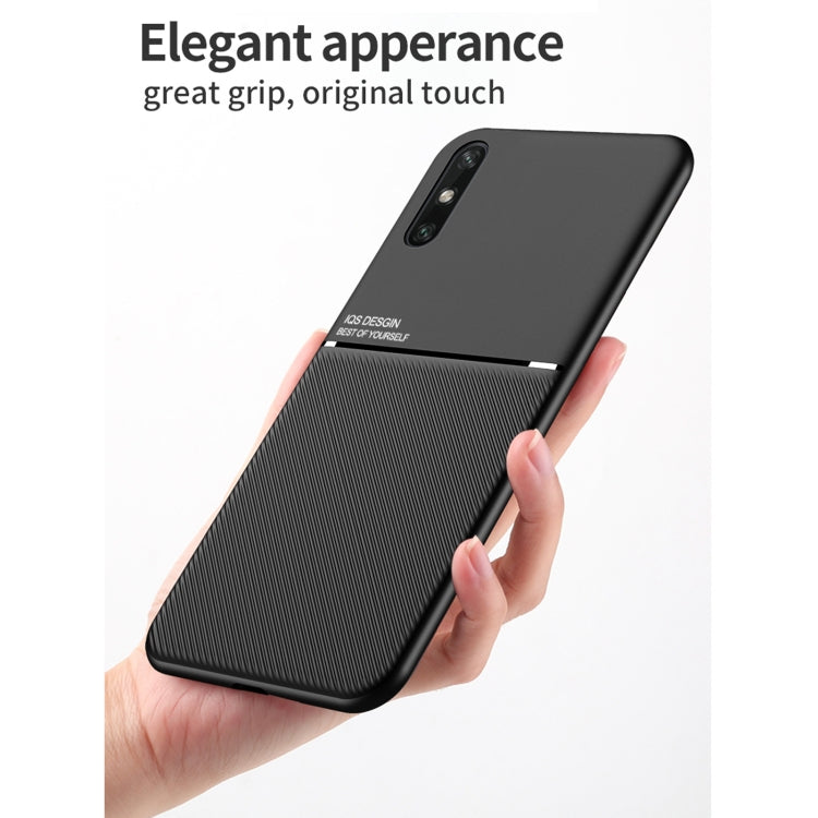 For Huawei Enjoy 10e Classic Tilt Strip Grain Magnetic Shockproof PC + TPU Case