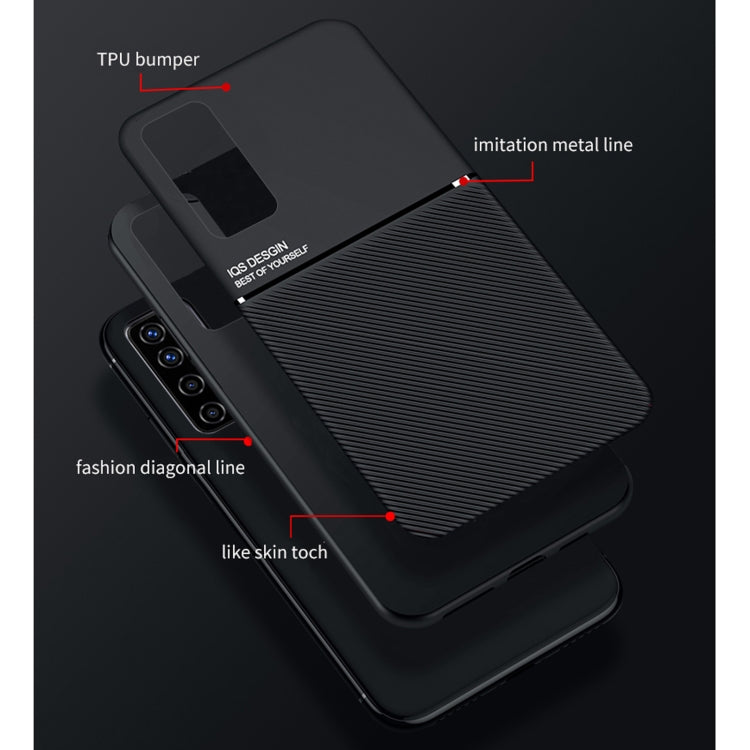 For Huawei nova 7 SE Classic Tilt Strip Grain Magnetic Shockproof PC + TPU Case