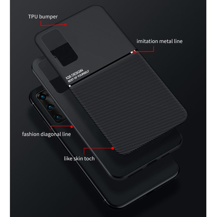 For Huawei P40 Classic Tilt Strip Grain Magnetic Shockproof PC + TPU Case