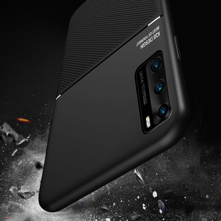 For Huawei P40 Pro Classic Tilt Strip Grain Magnetic Shockproof PC + TPU Case