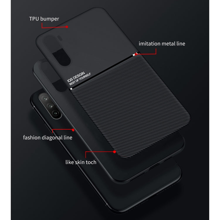 For Huawei Maimang 9 Classic Tilt Strip Grain Magnetic Shockproof PC + TPU Case