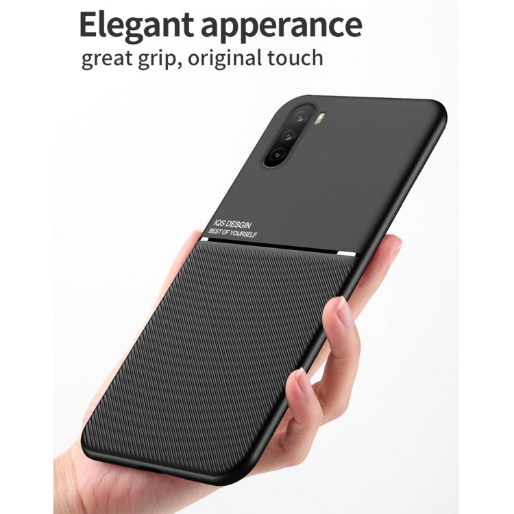 For Huawei Maimang 9 Classic Tilt Strip Grain Magnetic Shockproof PC + TPU Case