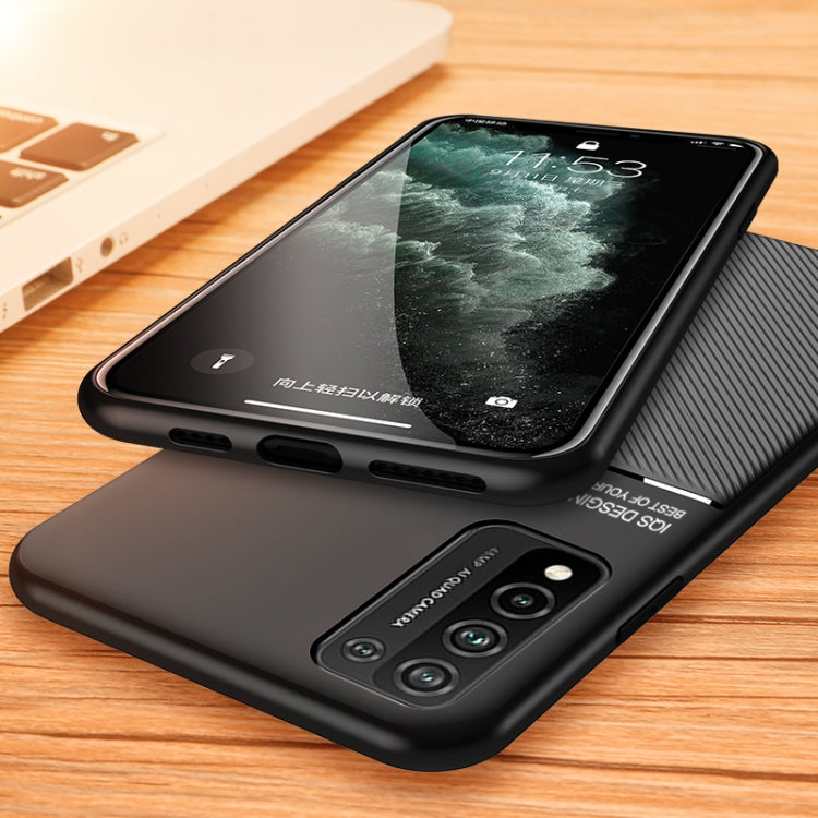 For Huawei Honor 10X Lite Classic Tilt Strip Grain Magnetic Shockproof PC + TPU Case