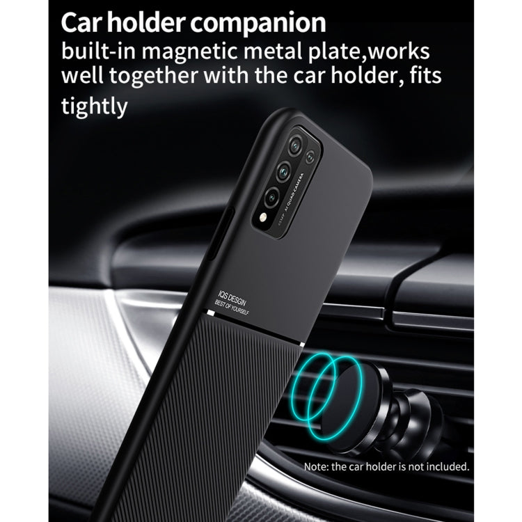 For Huawei Honor 10X Lite Classic Tilt Strip Grain Magnetic Shockproof PC + TPU Case