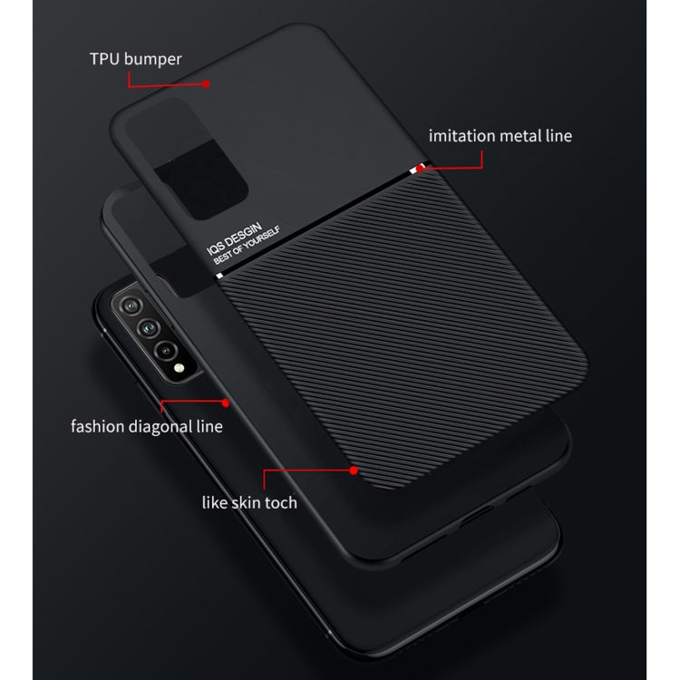 For Huawei Honor 10X Lite Classic Tilt Strip Grain Magnetic Shockproof PC + TPU Case