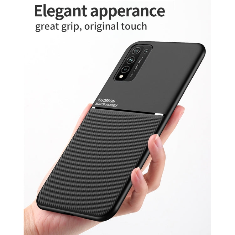 For Huawei Honor 10X Lite Classic Tilt Strip Grain Magnetic Shockproof PC + TPU Case