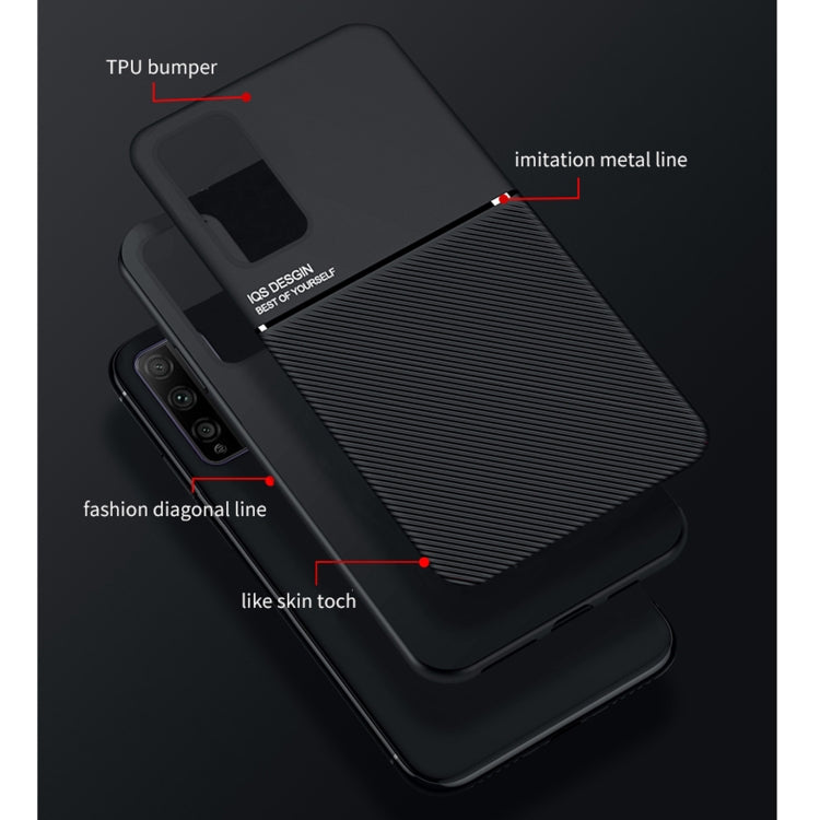 For Huawei Honor 30 Youth Classic Tilt Strip Grain Magnetic Shockproof PC + TPU Case