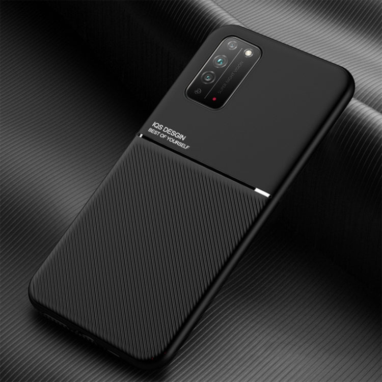 For Huawei Honor X10 5G Classic Tilt Strip Grain Magnetic Shockproof PC + TPU Case