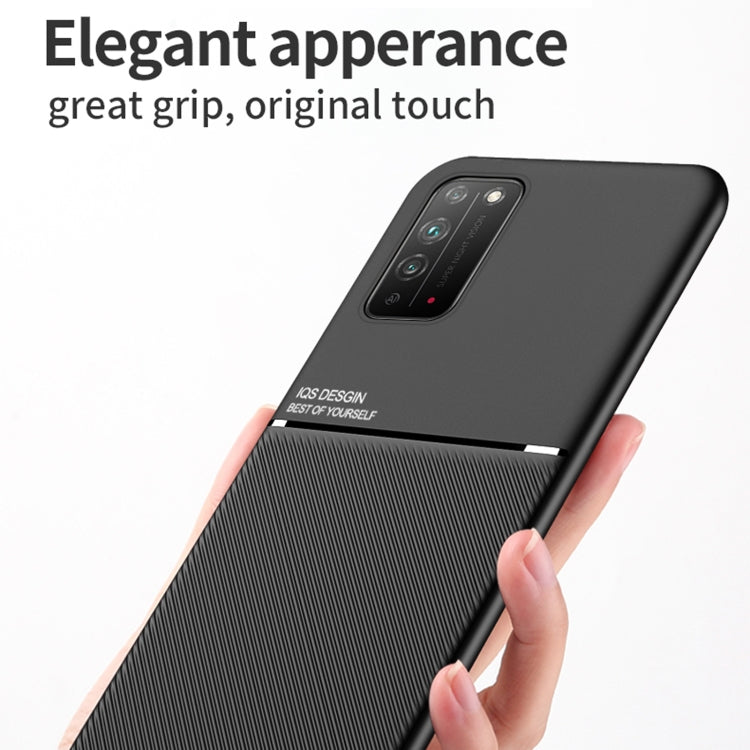 For Huawei Honor X10 5G Classic Tilt Strip Grain Magnetic Shockproof PC + TPU Case