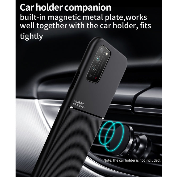 For Huawei Honor X10 5G Classic Tilt Strip Grain Magnetic Shockproof PC + TPU Case