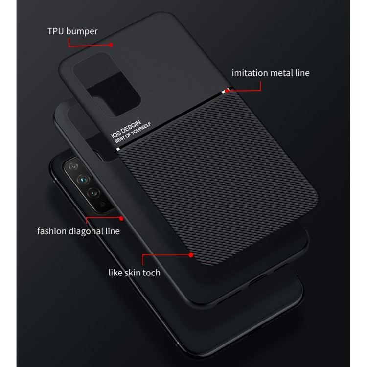 For Huawei Honor X10 Max 5G Classic Tilt Strip Grain Magnetic Shockproof PC + TPU Case