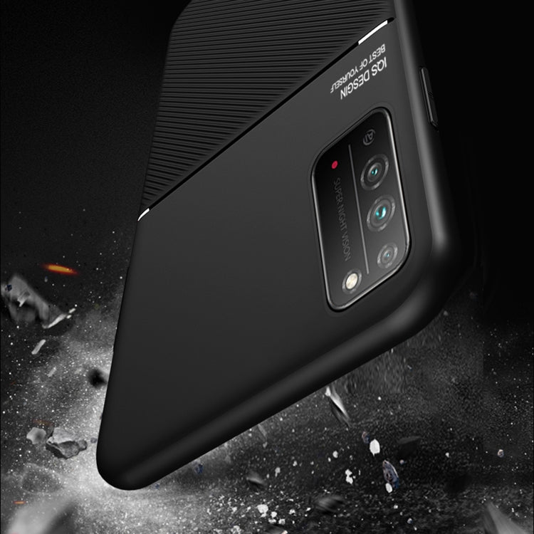 For Huawei Honor X10 Max 5G Classic Tilt Strip Grain Magnetic Shockproof PC + TPU Case